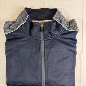 And1 Navy Blue Lightweight Zip-Up Shirt Jacket with Heather Gray Accents